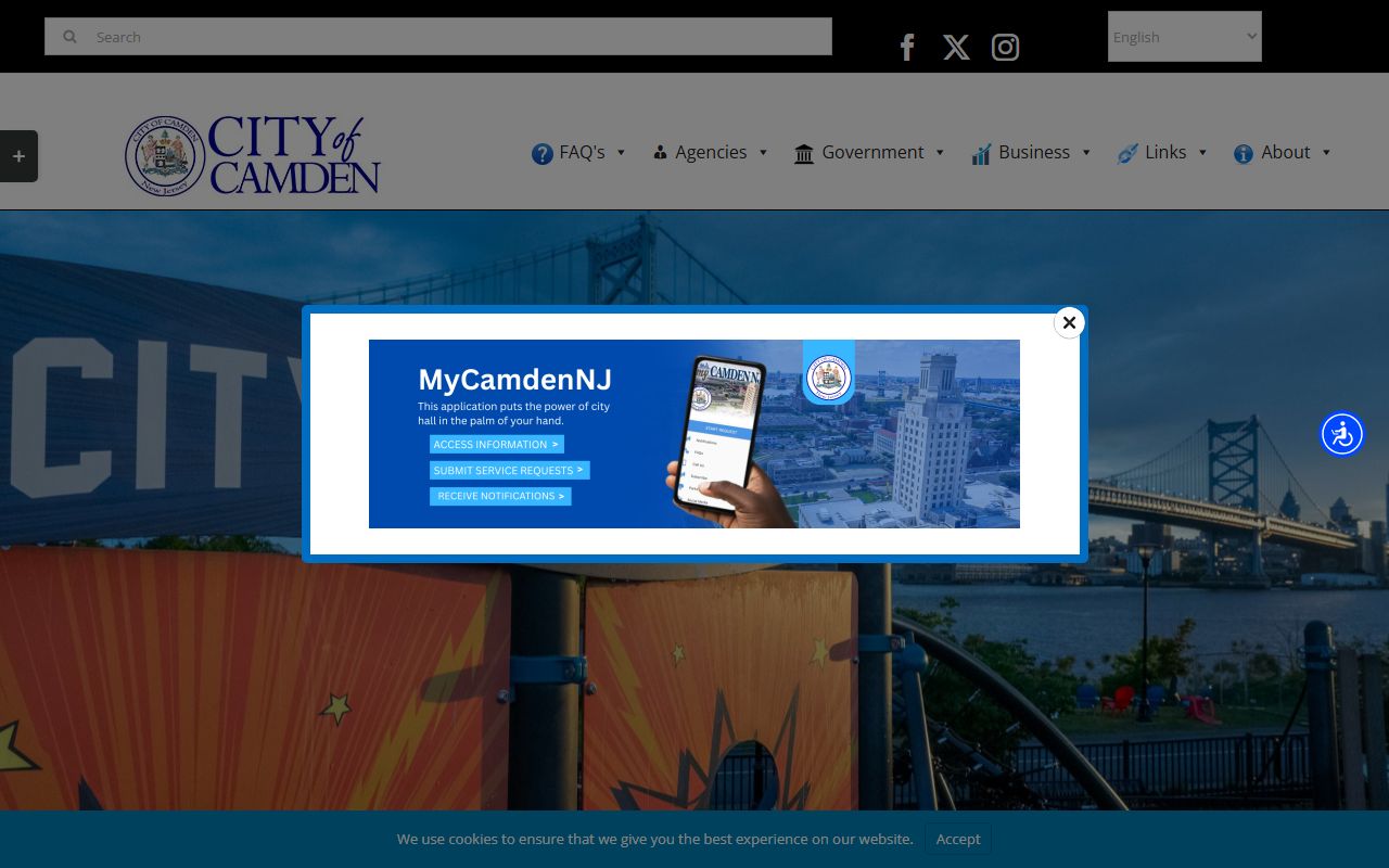 Camden Municipal Court website with criminal court records information