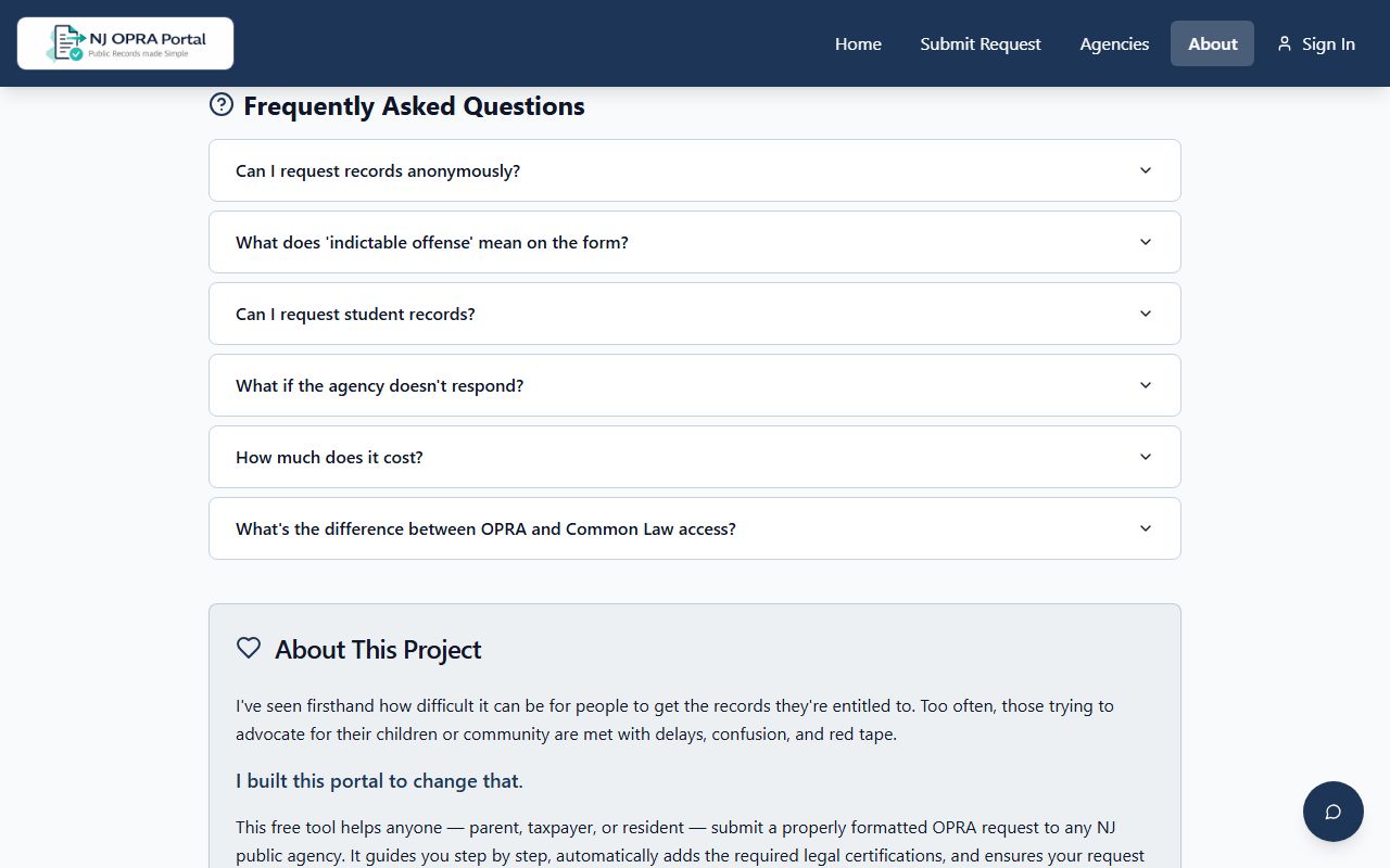 NJ OPRA Portal FAQs for Franklin Township criminal court records requests