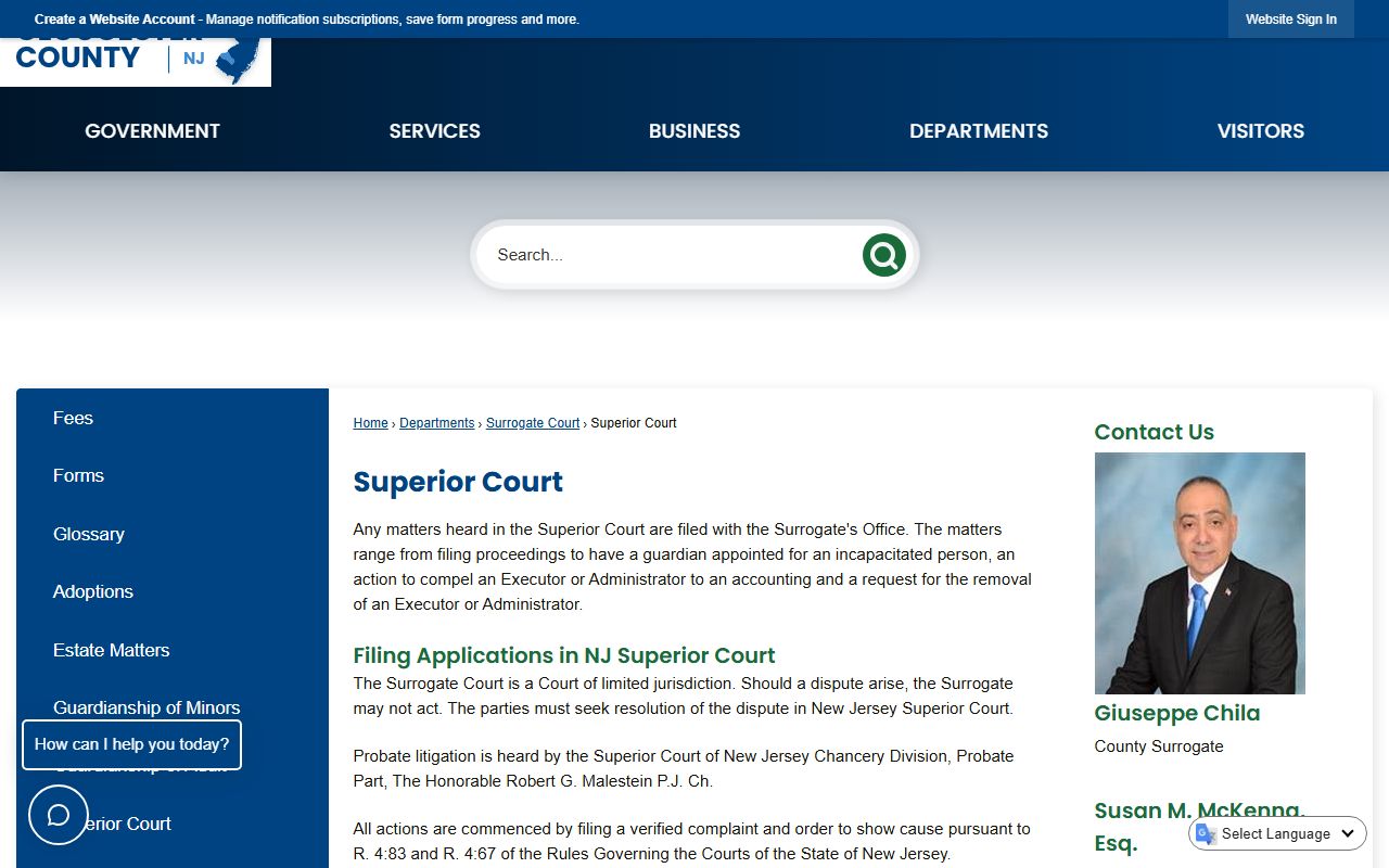 Gloucester County Superior Court page for criminal court records