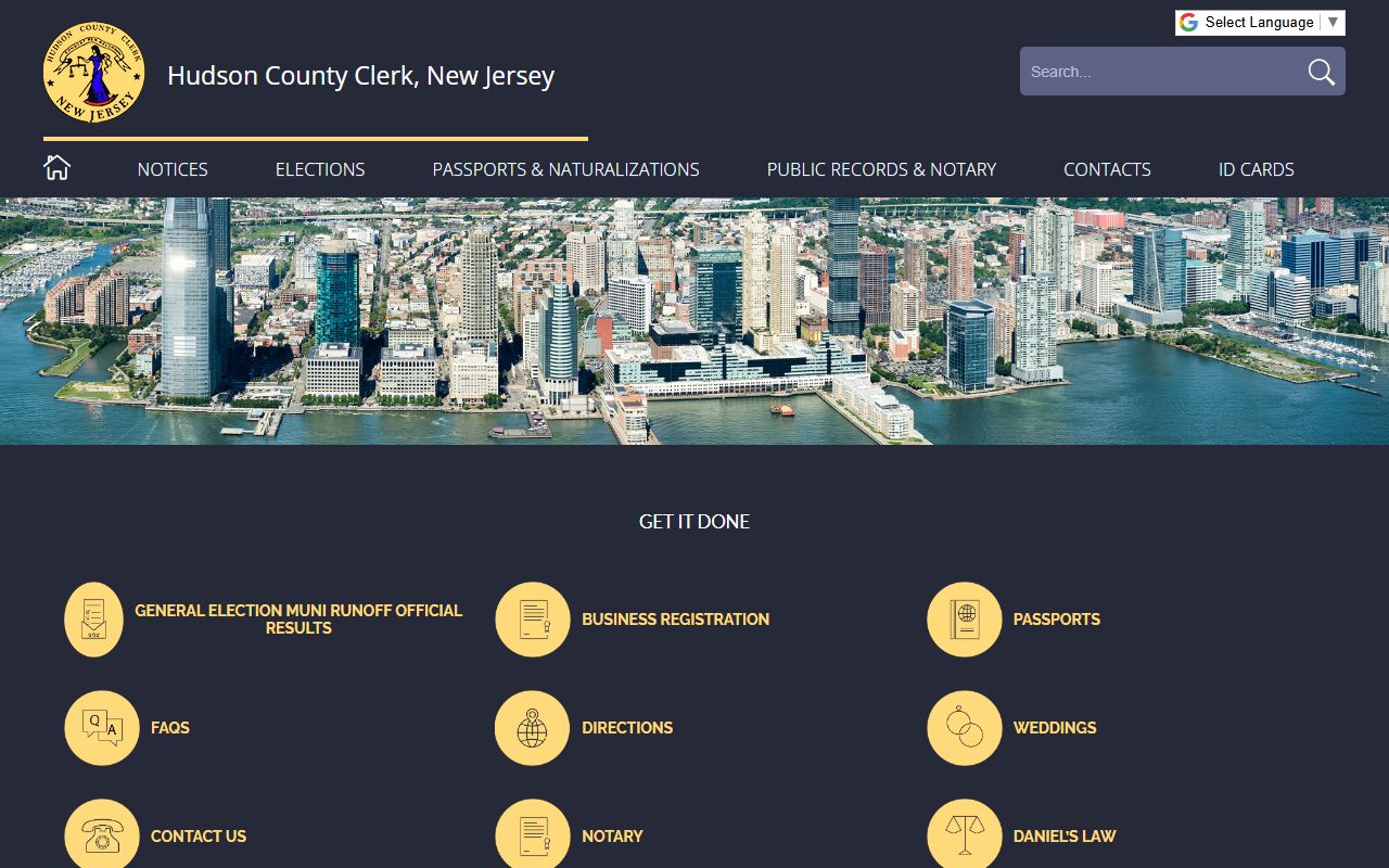 Hudson County Clerk website for criminal court records