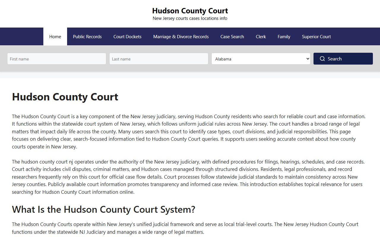 Hudson County court information portal for criminal court records