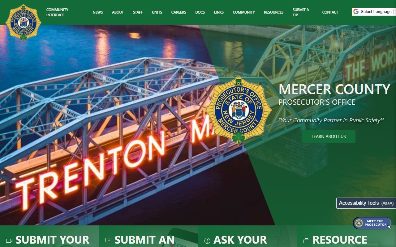Mercer County Prosecutor website for criminal court records