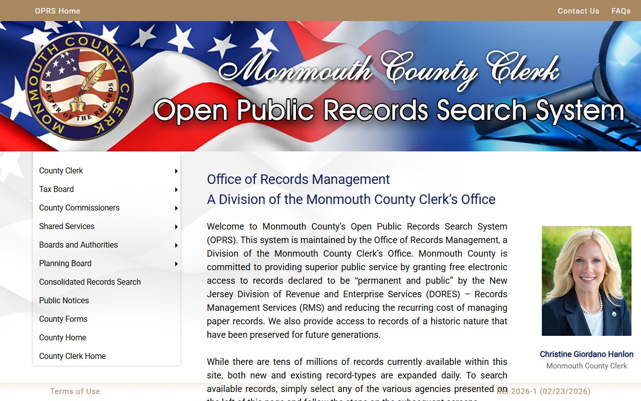 Monmouth County OPRS system for criminal court records