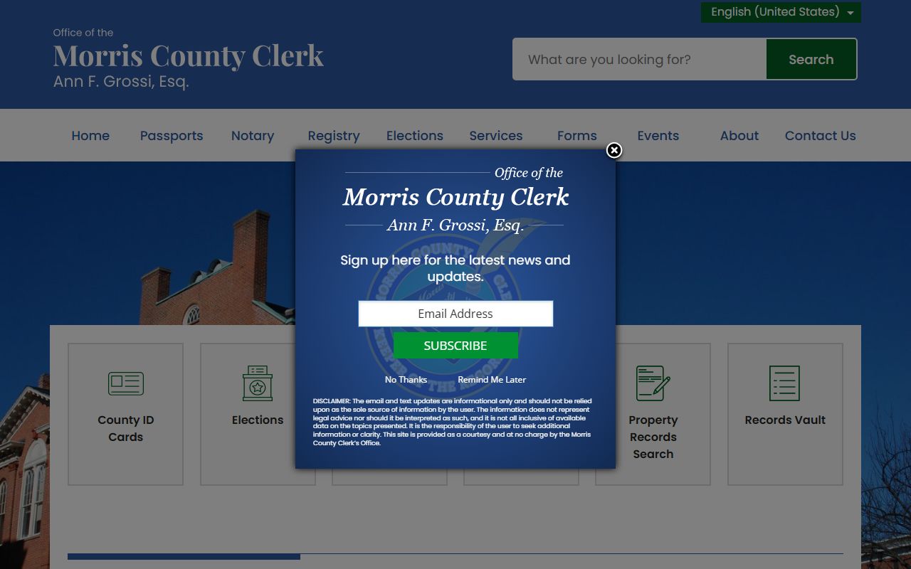 Morris County Clerk website for criminal court records