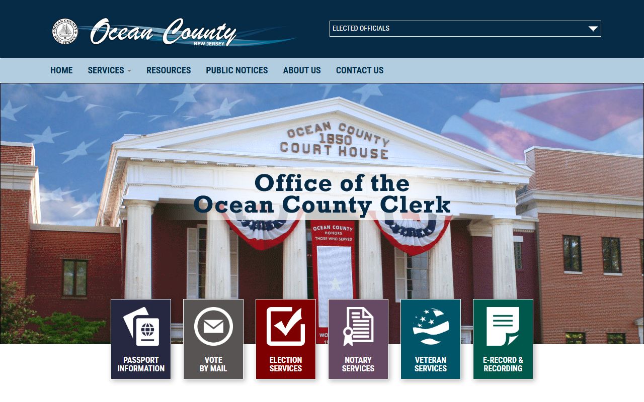 Ocean County Clerk website for court records access
