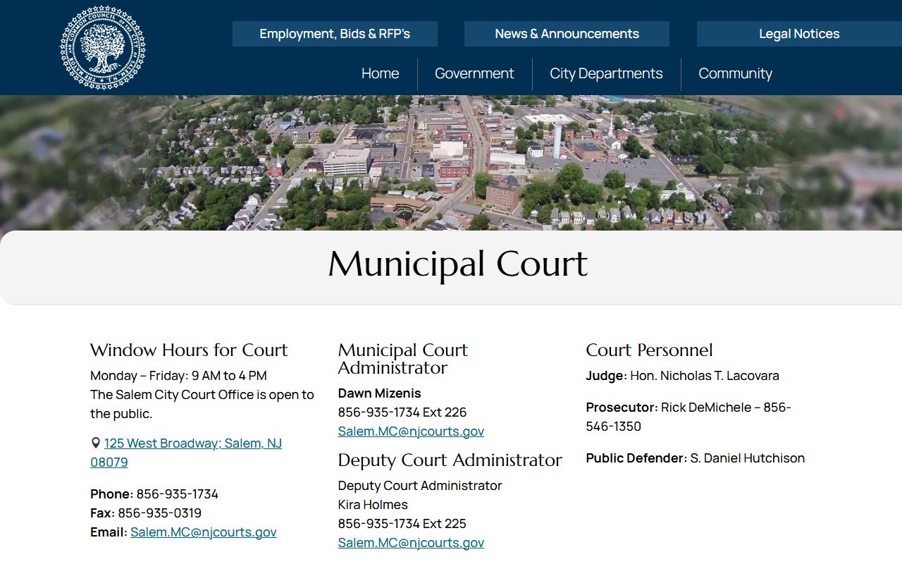 Salem City Municipal Court page for criminal court records