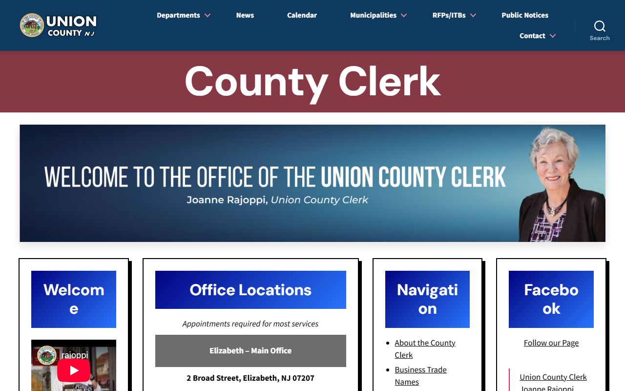 Union County Clerk website for public records access