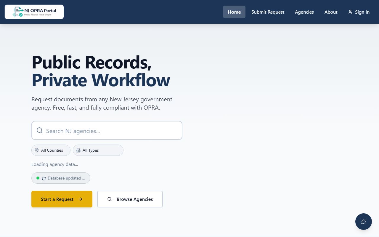 New Jersey OPRA Request Portal for accessing criminal court records